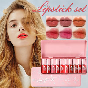 10PCS/SET Moisturizer Lip Stick Waterproof Velvet Liquid Shimmer Matte Lipstick Metallic Glitter Lip Gloss Lip Makeup Lip Gloss